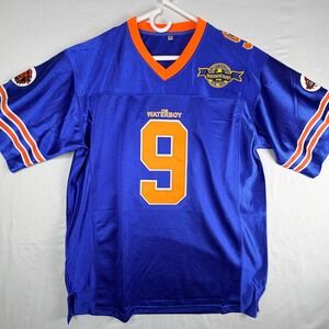 The Waterboy Bobby Boucher #9 Bourbon Bowl Jersey Blue Orange Mud Dogs Mens M